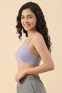 Zivame Padded Non Wired Medium Coverage Tshirt Bra - Slightly Heart Purple — thumbnail 4